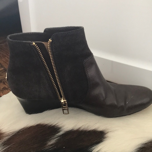 Coach Mystic Wedge Bootie Brown Leather Suede Zip - Picture 6 of 8